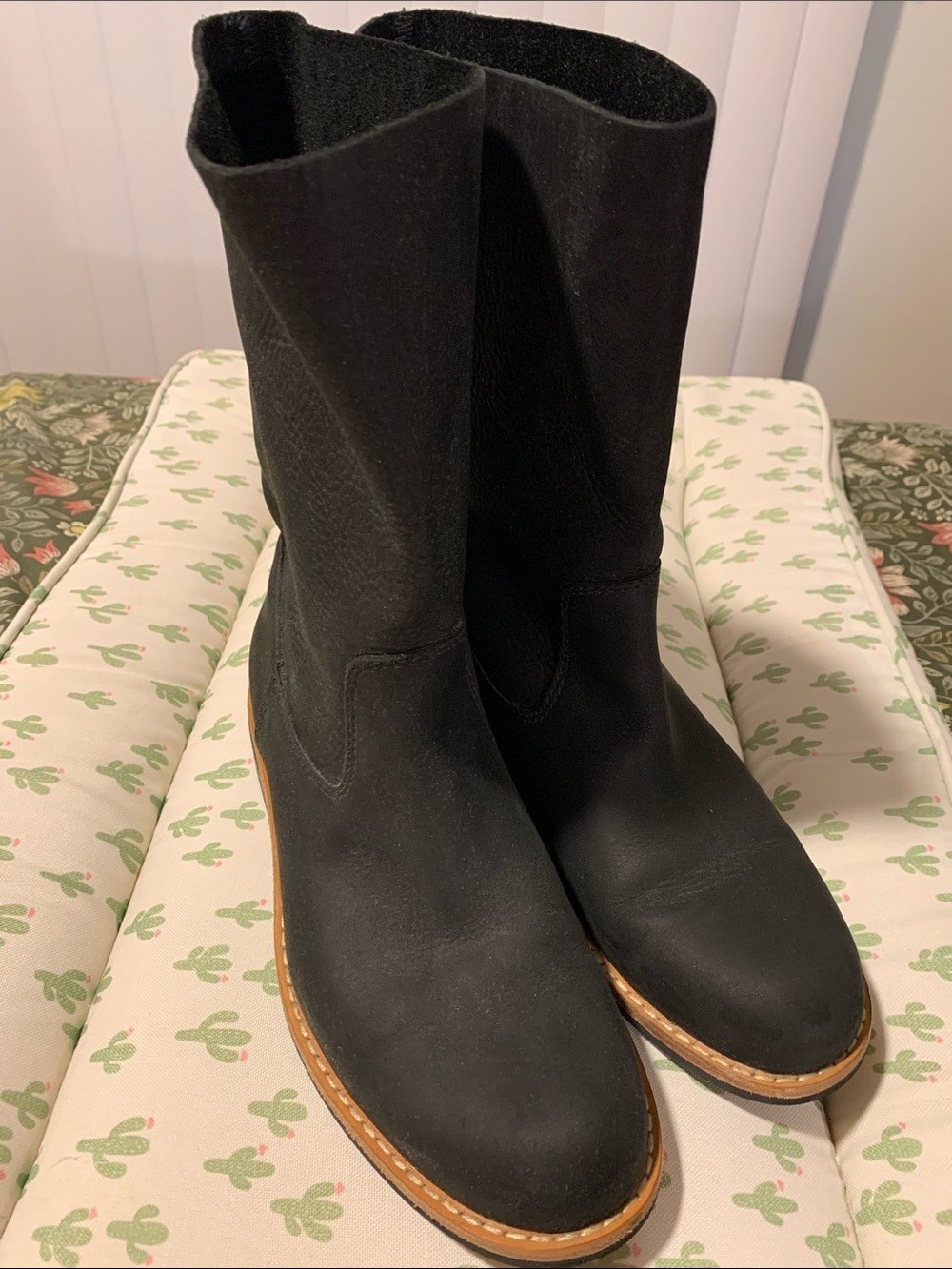 Women's Black Ankle Booties with Contrasting Tan Sole